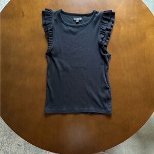 J. Crew Black Ruffle Sleeve Tank Top